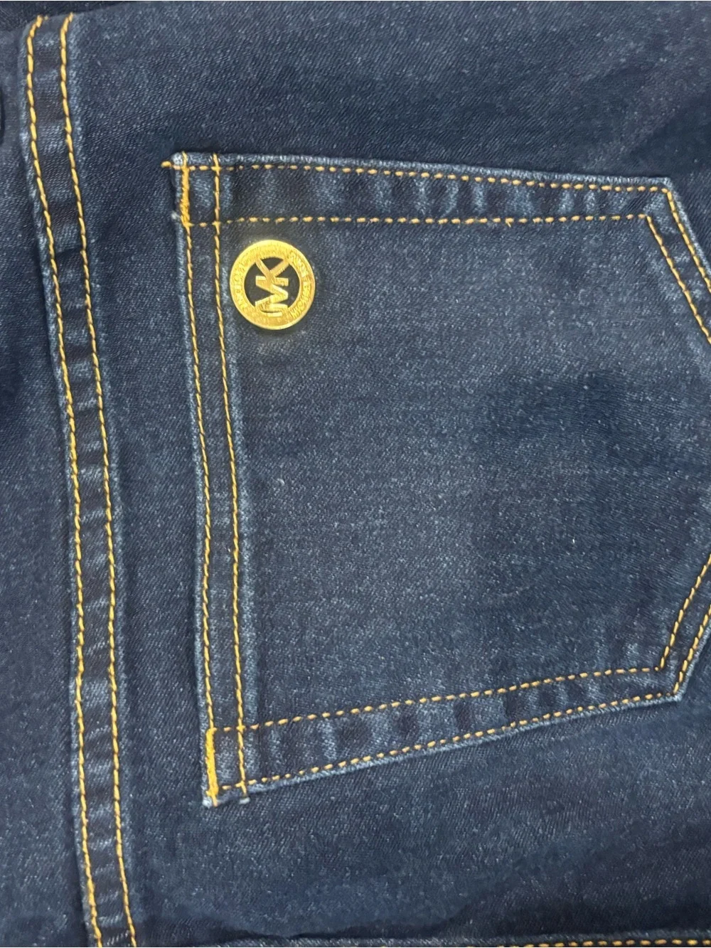 Michael Kors Dark Navy Skinny Jeans with Gold Hardware